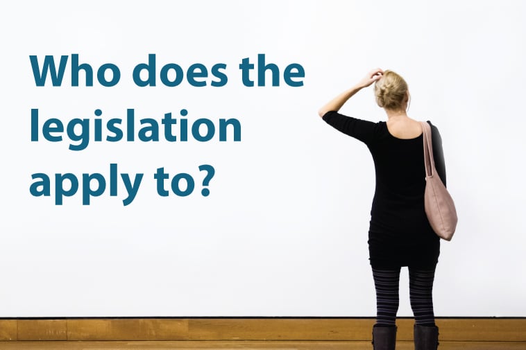 Woman smiling with text asking who does privacy legislation apply to.