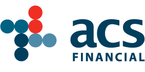 Transparent background ACS Financial brand logo vector graphic layout.