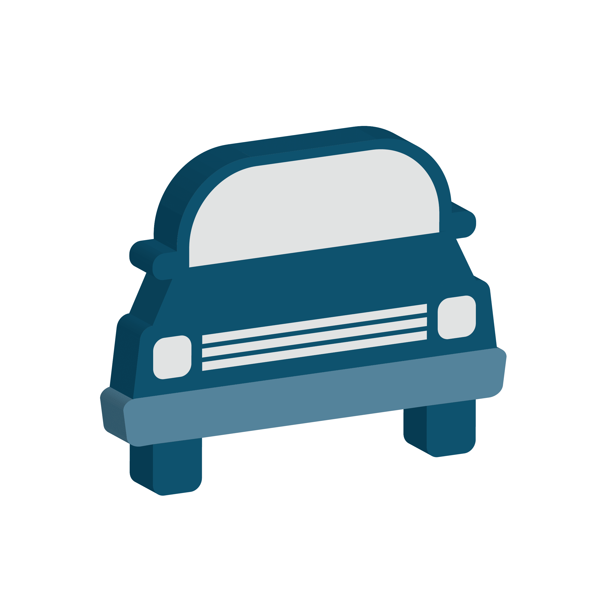 Stylised blue motor vehicle icon representing motor vehicle insurance services offered by ACS Financial, catering to comprehensive coverage options.