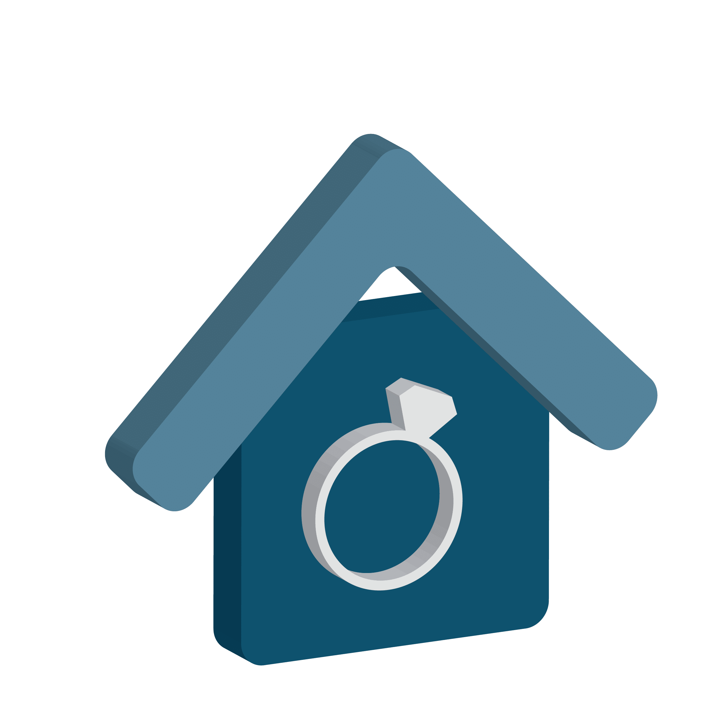 House icon with a ring symbol, representing home and contents insurance for protecting valuables and property.