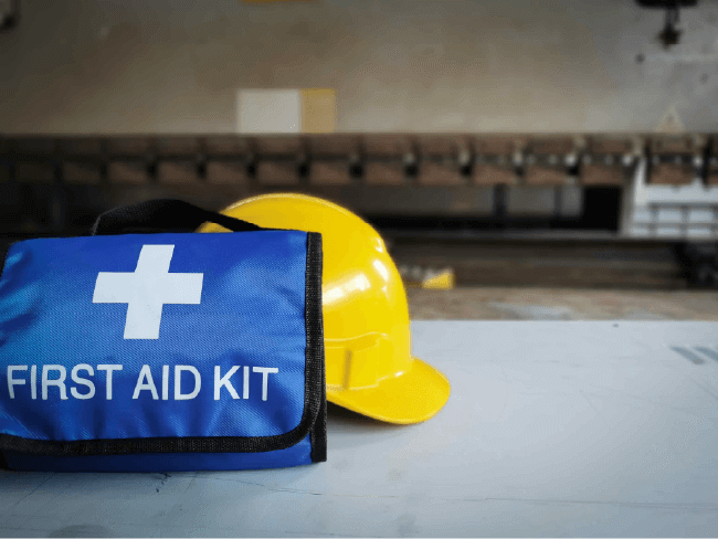 First aid kit graphic icon demonstrating church workspace safety guidelines.